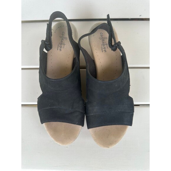 Collections by Clarks Annadel Ivory Wedge Sling Back Suede Leather Sandals 8.5 - Picture 2 of 7